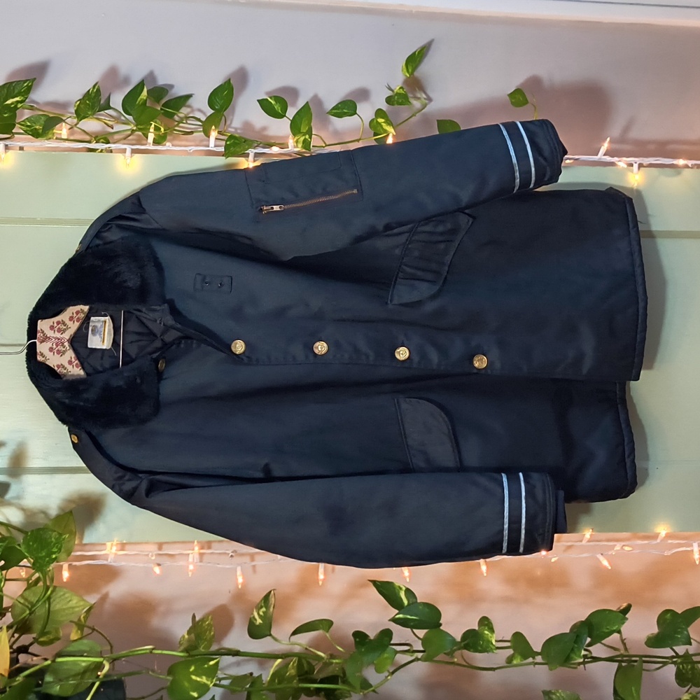 Men's Port Authority Navy Blue Gold Long Heavy Winter Field Coat 🧥 L/XL ¿